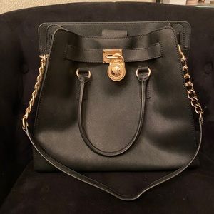 Michael Kors Black Leather Hamilton Satchel